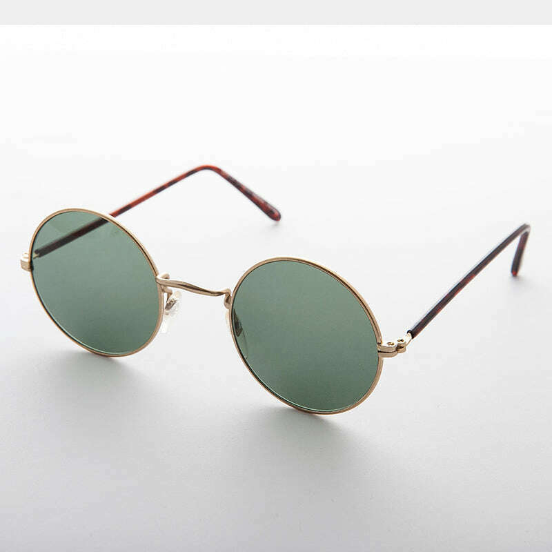 Small Round Hippy Sunglass with Real Glass Lens - Roma