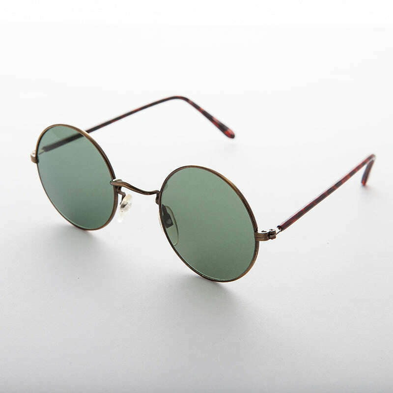 Small Round Hippy Sunglass with Real Glass Lens - Roma