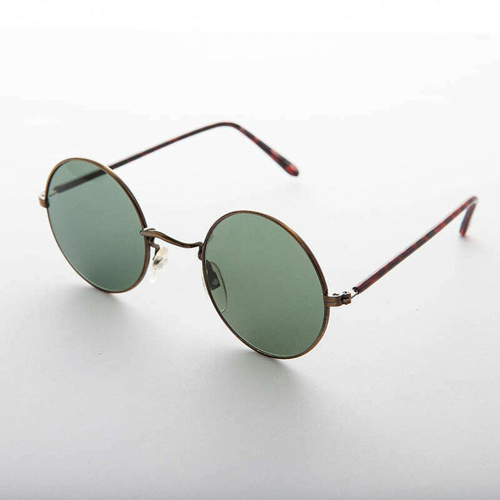 Small Round Hippy Sunglass with Real Glass Lens - Roma