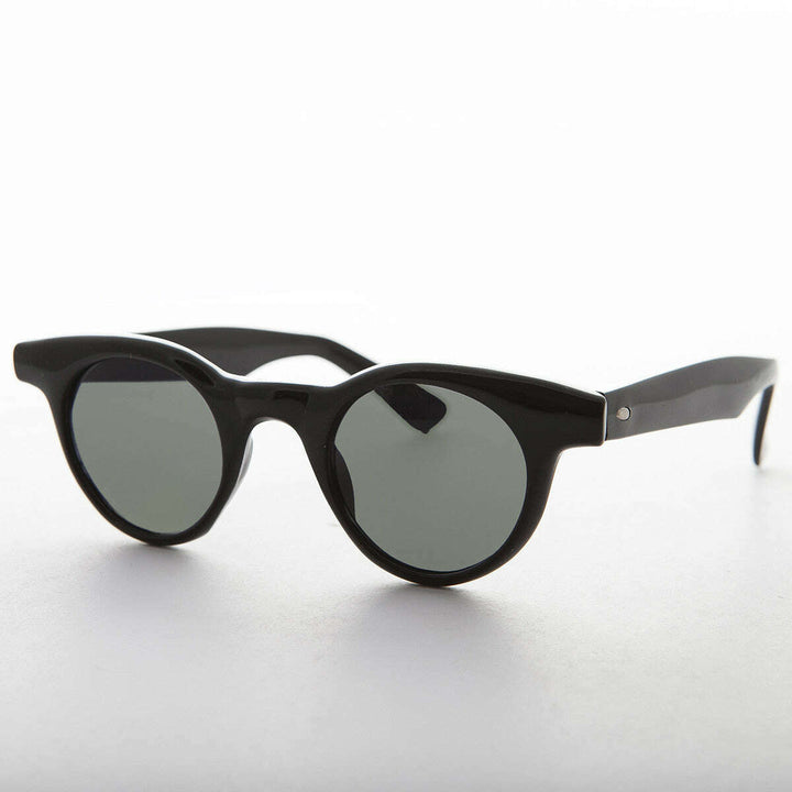 Small Round Horn Rim Preppy Vintage Sunglass - Sydney