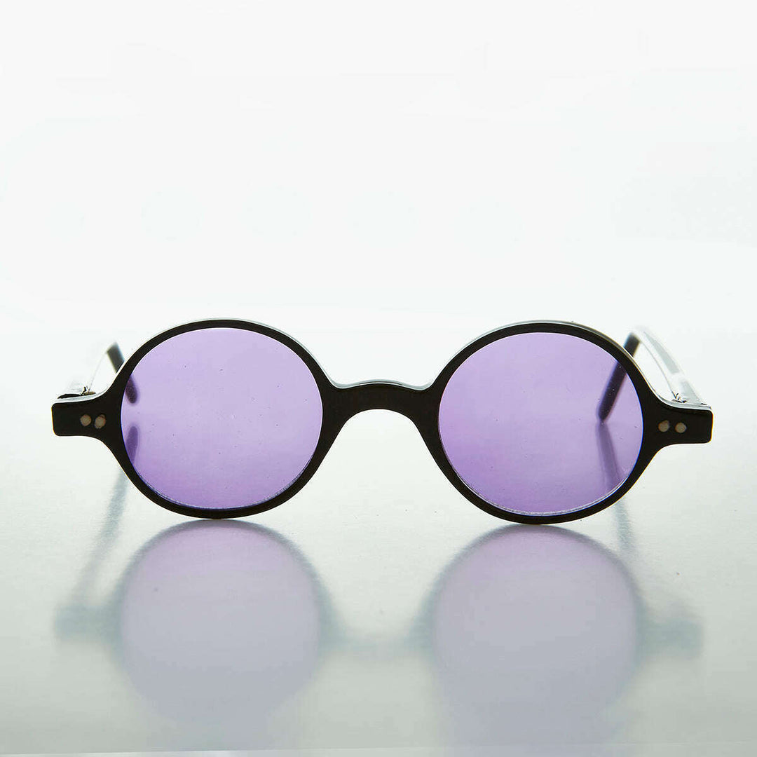 Small Round Spectacle Sunglass with Color Tinted Lens - Owen