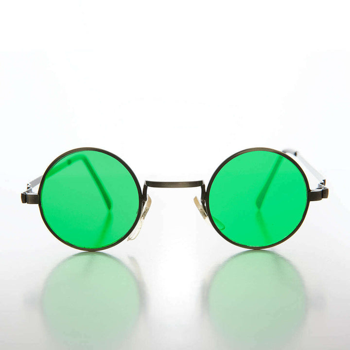 Small Round Tinted Lens Hippy Vintage Sunglasses - Chan