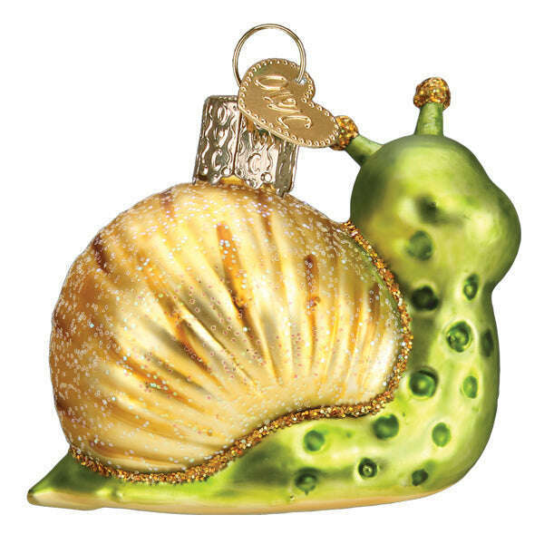 Old World Christmas Smiley Snail Blown Glass Ornament