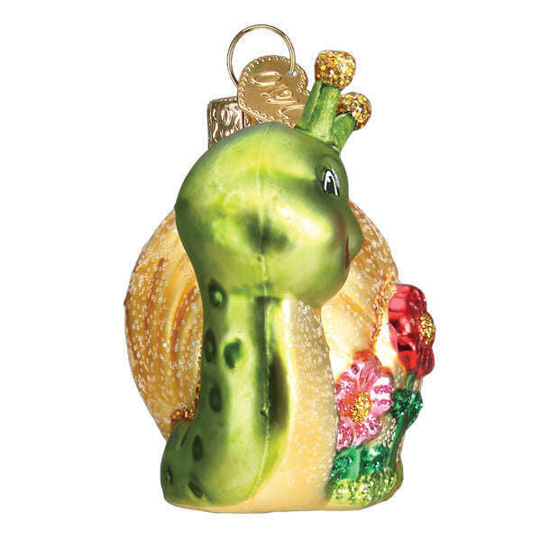 Old World Christmas Smiley Snail Blown Glass Ornament
