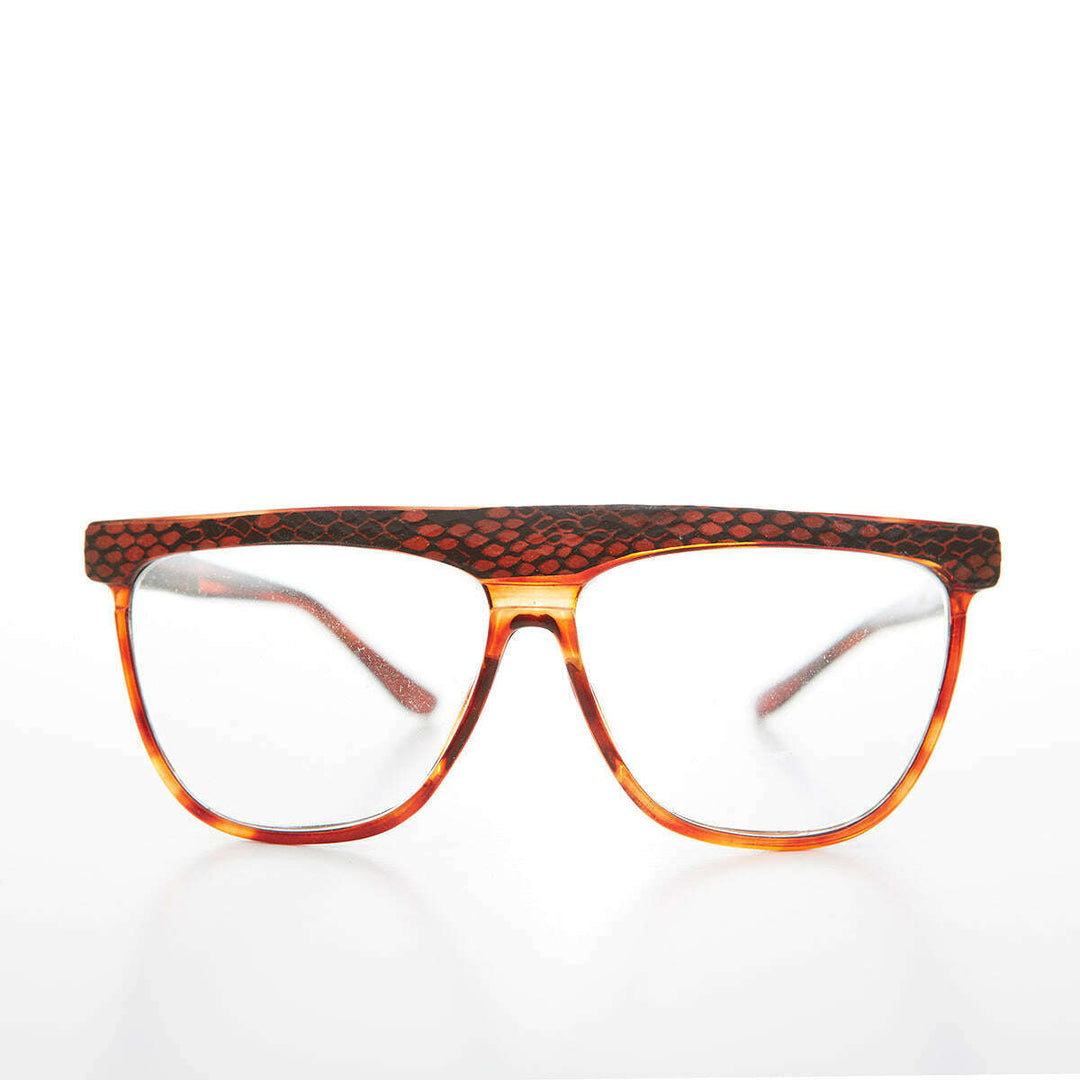 Snakeskin Clear Lens 80s Glasses - Cobra