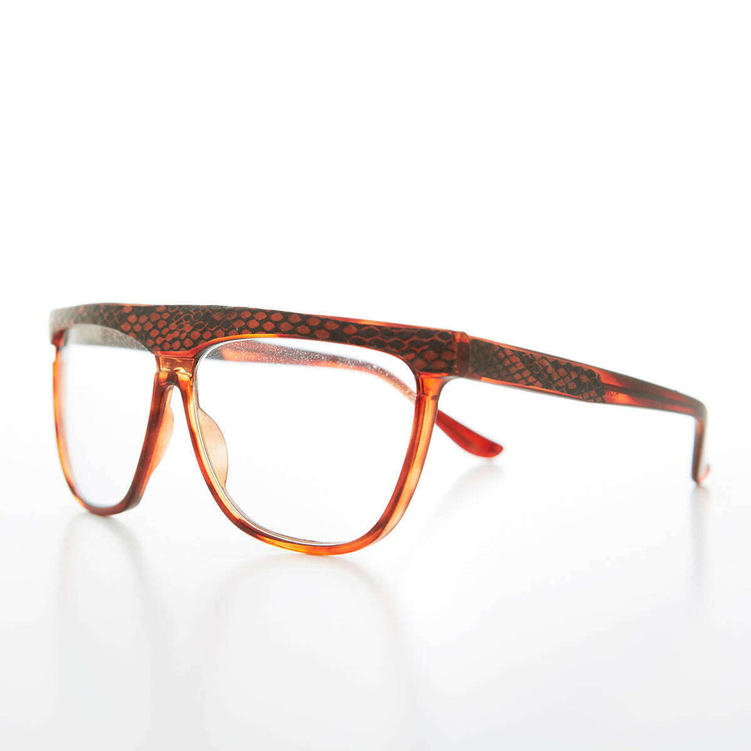 Snakeskin Clear Lens 80s Glasses - Cobra