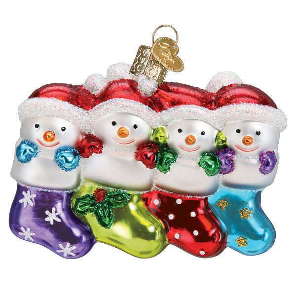 Old World Christmas Snow Family of 4 Blown Glass Ornament