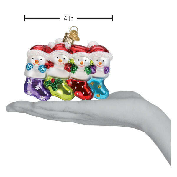 Old World Christmas Snow Family of 4 Blown Glass Ornament