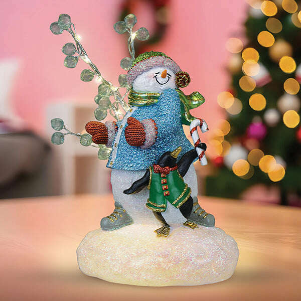 Old World Christmas Snowgal And Penguin Lighted Figurine