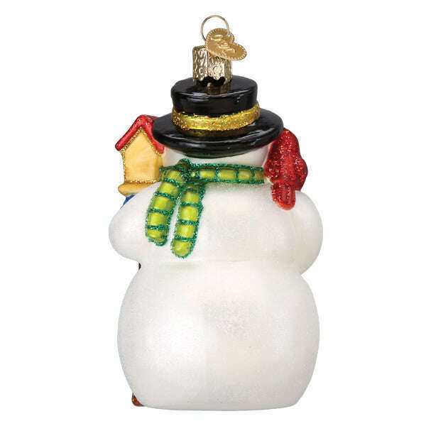Old World Christmas Snowman with Cardinal Blown Glass Ornament
