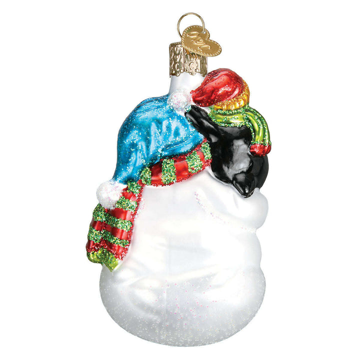 Old World Christmas Snowman with Penguin Pal Blown Glass Ornament