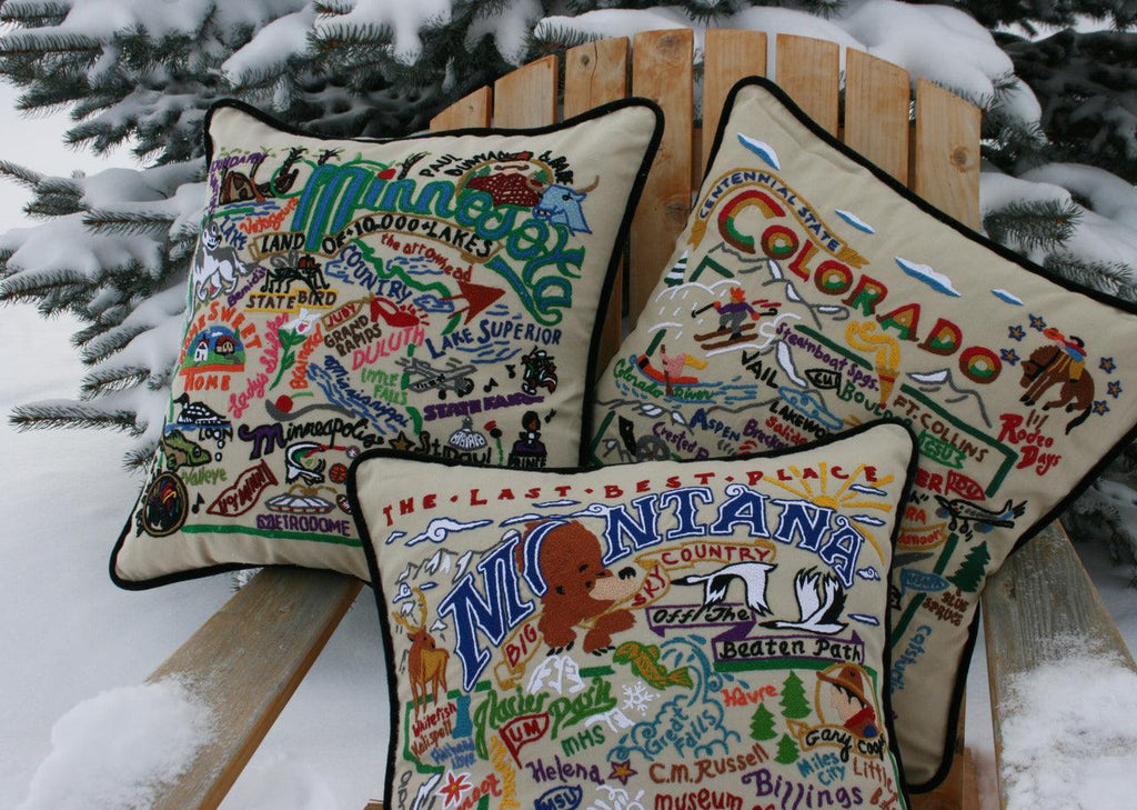 South Pole Christmas Hand-Embroidered Pillow - Quirks!