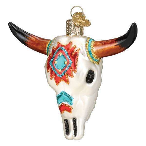 Old World Christmas Southwestern Steer Skull Blown Glass Ornament