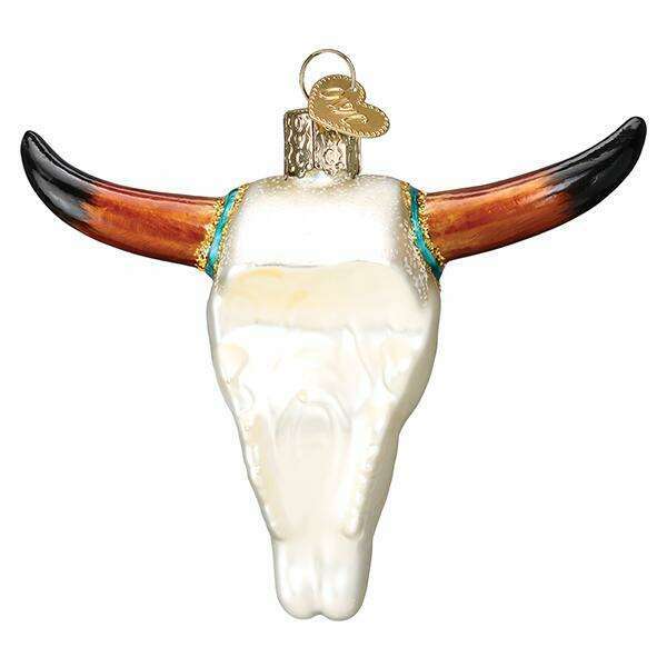 Old World Christmas Southwestern Steer Skull Blown Glass Ornament