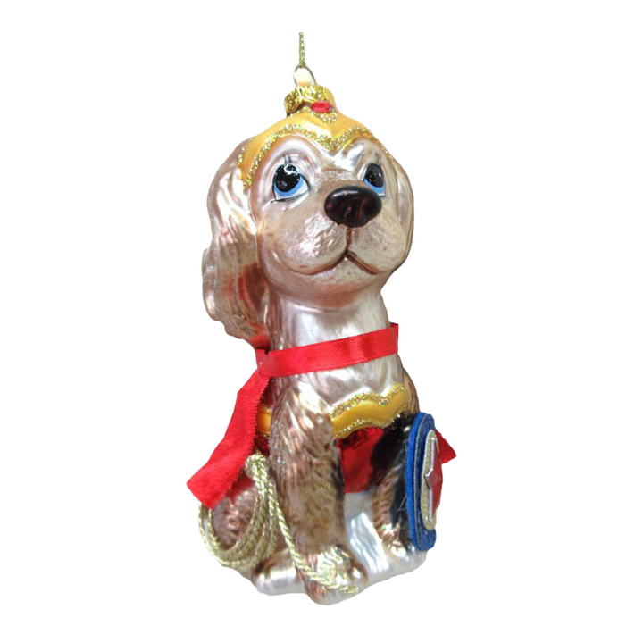 Spaniel in Wonder Dog Costume Ornament by December Diamonds