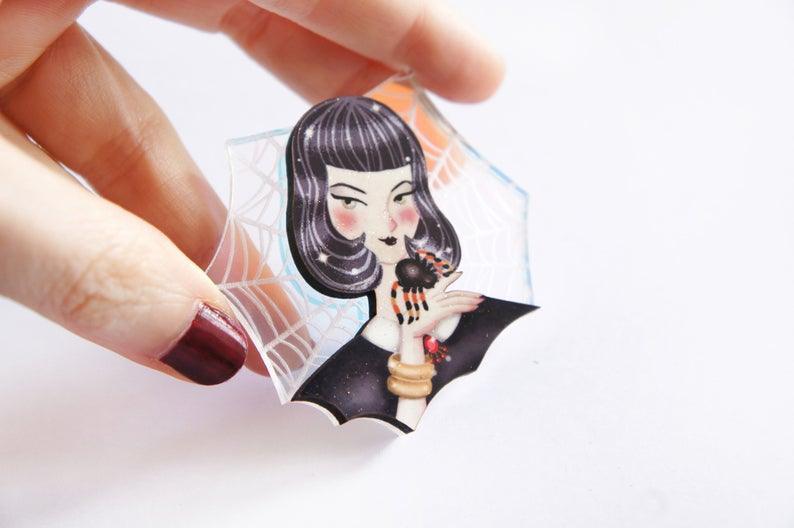 Spider Woman with Web Brooch by LaliBlue - Quirks!