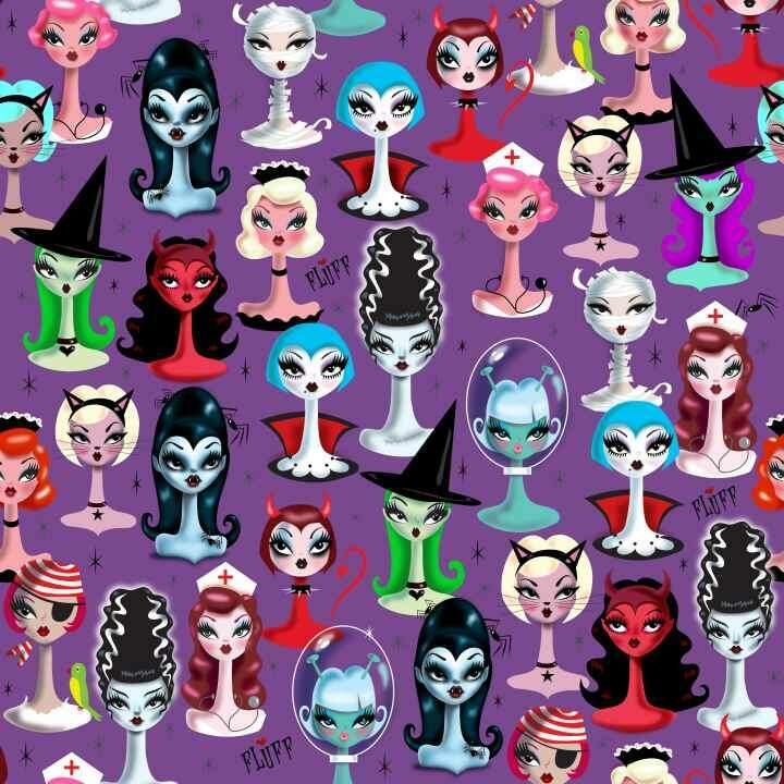 miss fluff spooky dolls leggings purple halloween