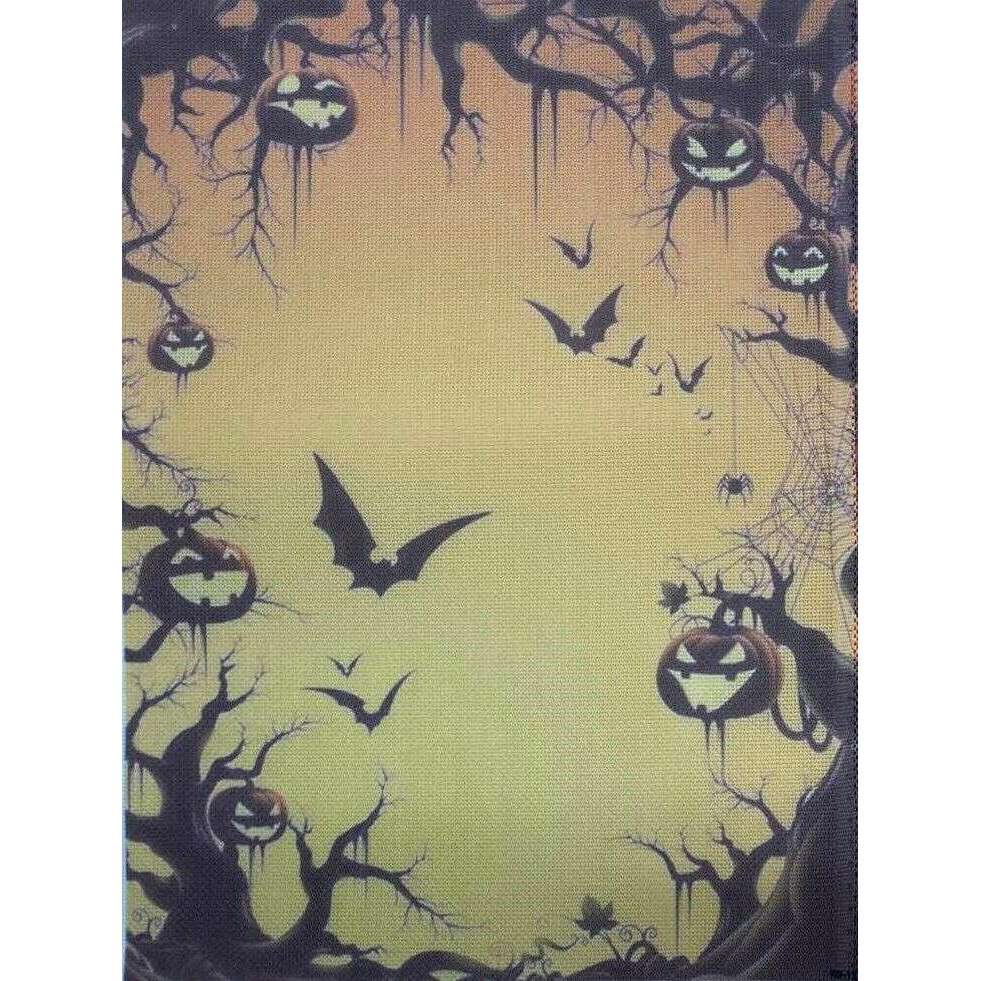 Spooky Hollow Designer Printed AIDA Fabric. Canvas for embroidery with an applied background  KF-1376A