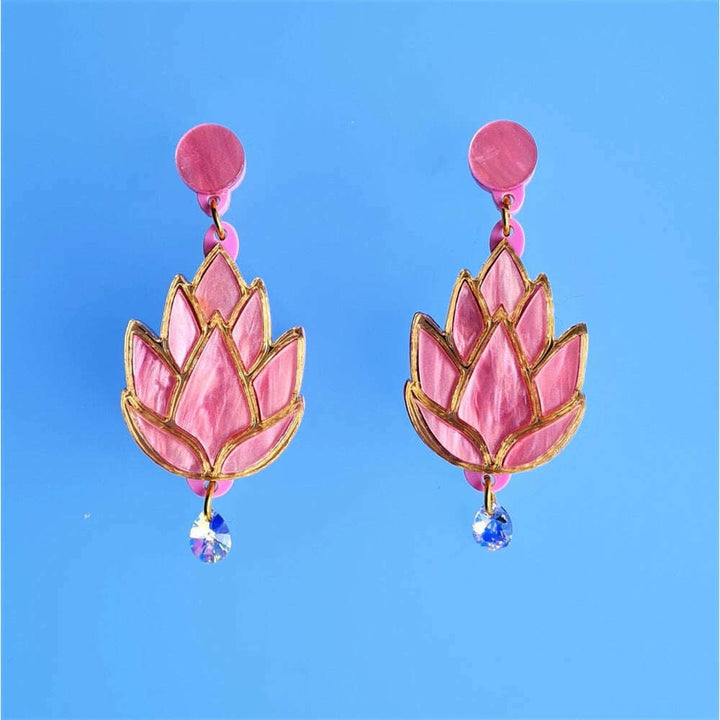 Spring Lotus Flower Earrings by Cherryloco Jewellery 3
