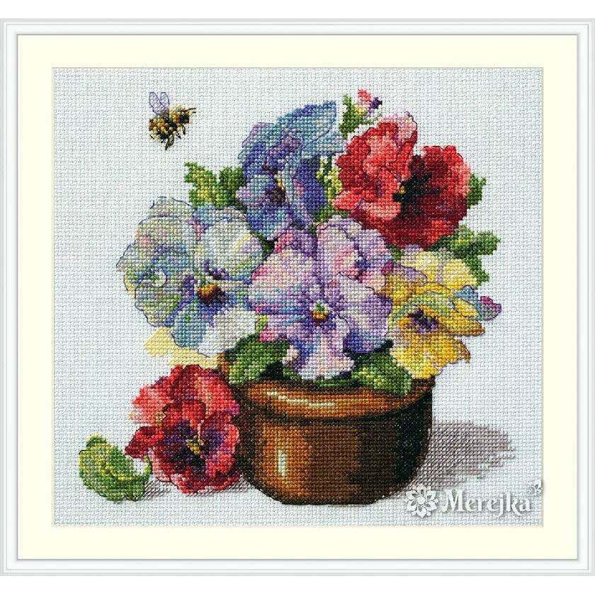 Spring Pansies K-215 Counted Cross-Stitch Kit