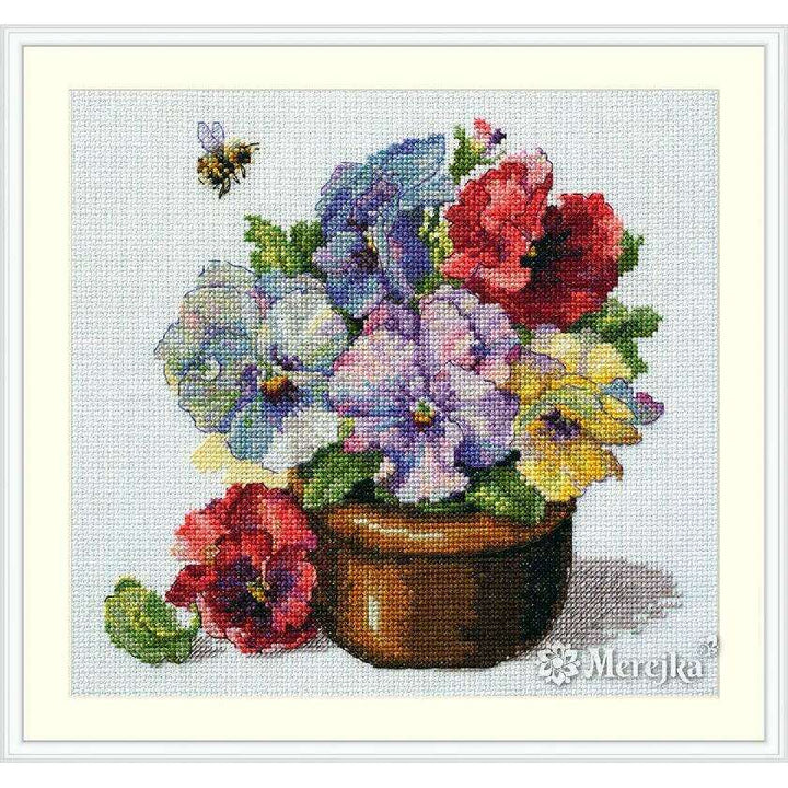 Spring Pansies K-215 Counted Cross-Stitch Kit