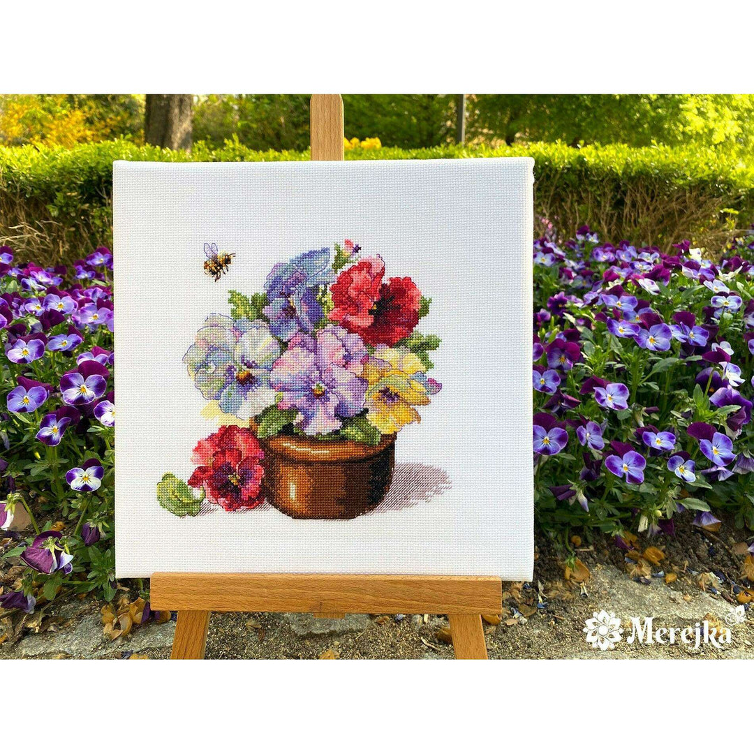 Spring Pansies K-215 Counted Cross-Stitch Kit