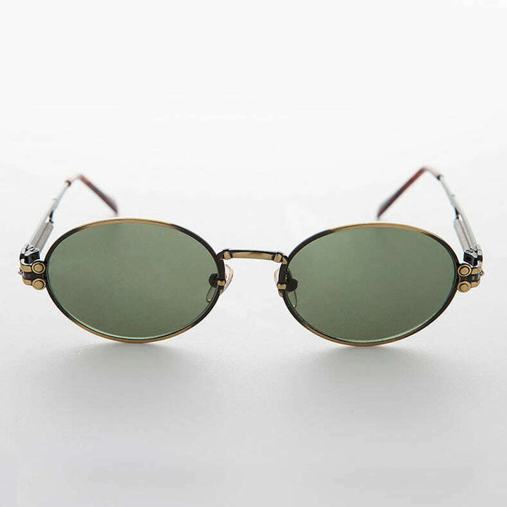 Spring Temple Oval Steampunk Vintage Sunglass - Jeter