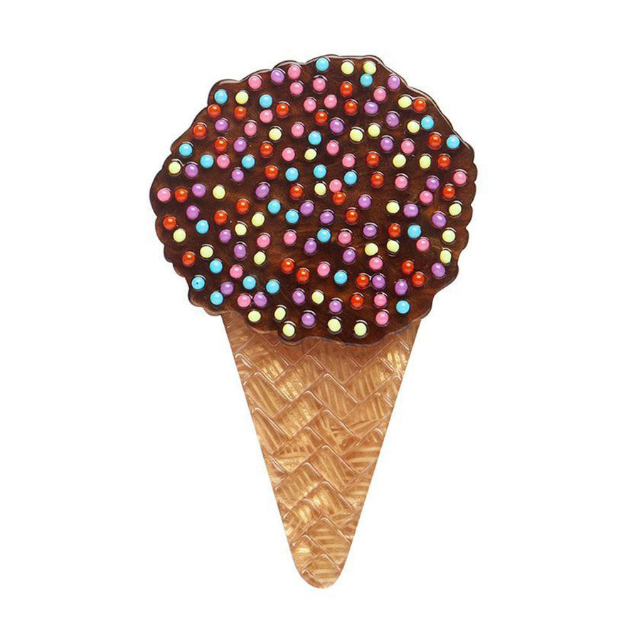 Sprinkles Ice Cream Cake Cone Brooch by Erstwilder image