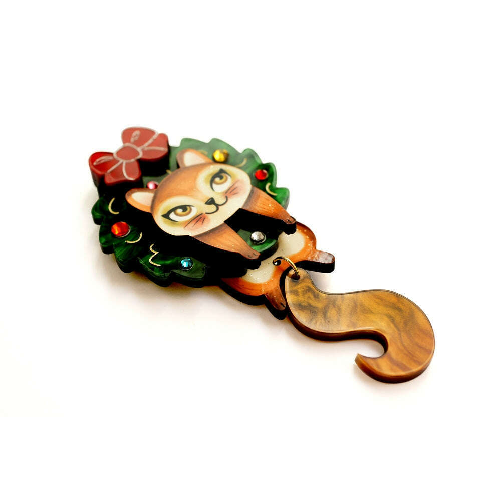 Squirrel in A Christmas Wreath Brooch by Laliblue – view 3