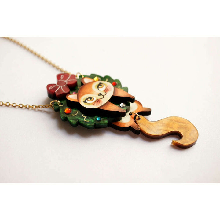 Squirrel in A Christmas Wreath Necklace by Laliblue – view 3