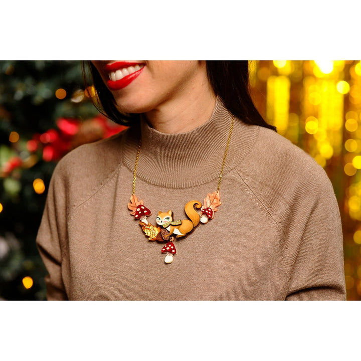Squirrel with Mushrooms Necklace by Laliblue 1