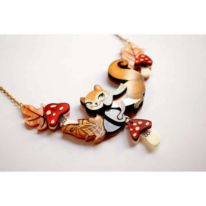 Squirrel with Mushrooms Necklace by Laliblue – view 3