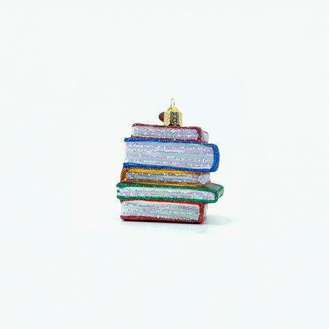 Old World Christmas Stack of Books Blown Glass Ornament