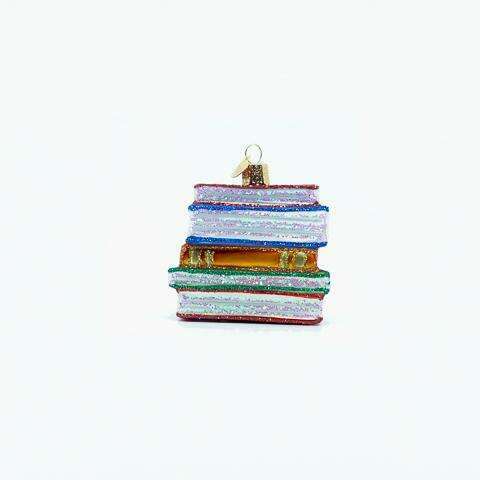 Old World Christmas Stack of Books Blown Glass Ornament