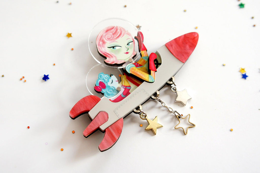 Star Bound Rocket Brooch by LaliBlue x Lipstick & Chrome - Quirks!