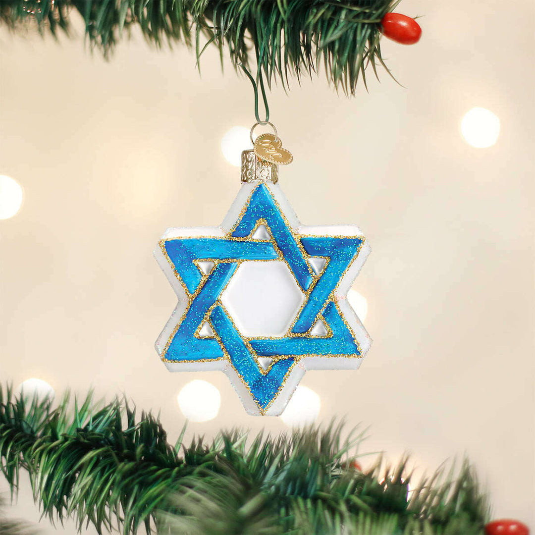 Old World Christmas Star of David Blown Glass Ornament