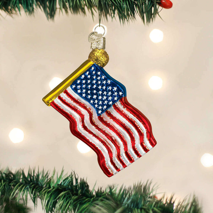 Old World Christmas Star-Spangled Banner Blown Glass Ornament