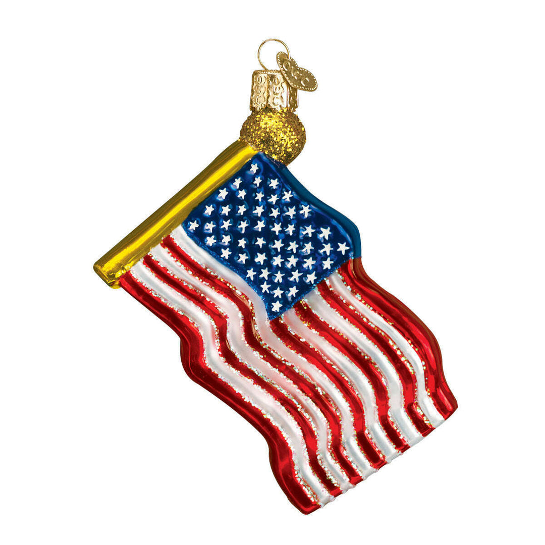 Old World Christmas Star-Spangled Banner Blown Glass Ornament