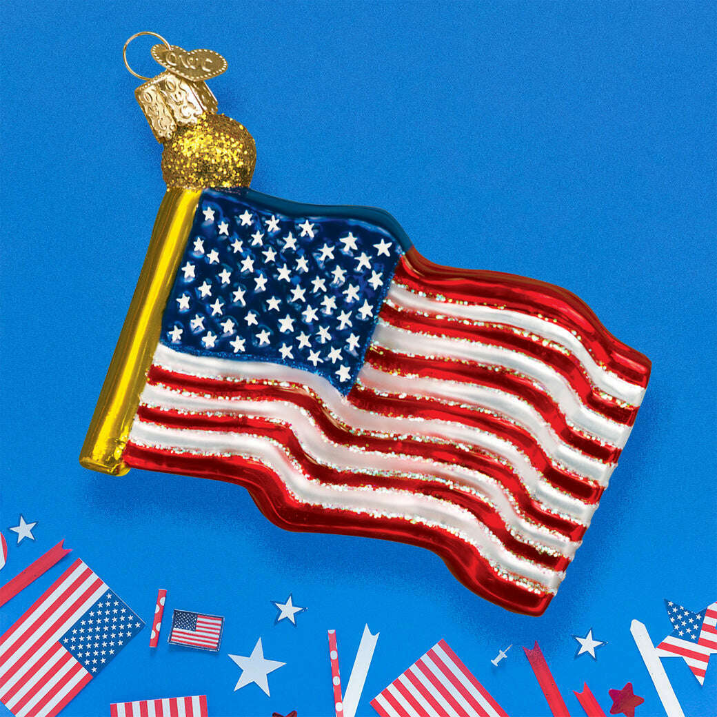 Old World Christmas Star-Spangled Banner Blown Glass Ornament