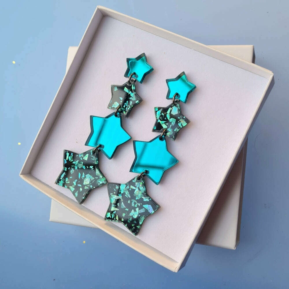 Starburst Star Dangle Earrings &ndash; Five Colours by Cherryloco Jewellery 1