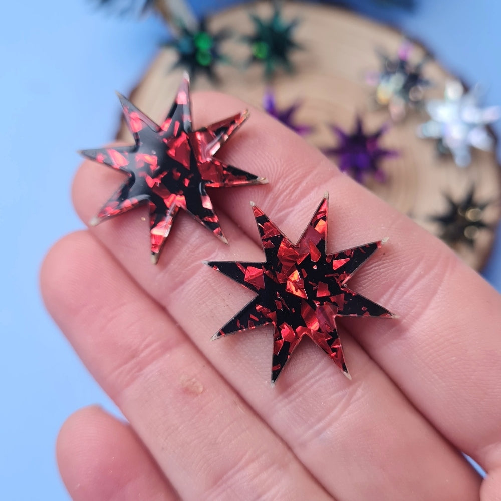 Starburst Stud Glitter Earrings by Cherryloco Jewellery 5