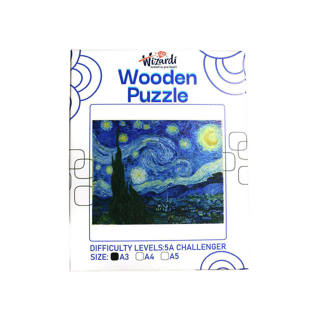 Starry Night after Van Gogh - Jigsaw Wooden Puzzle by Wizardi F07N9-1