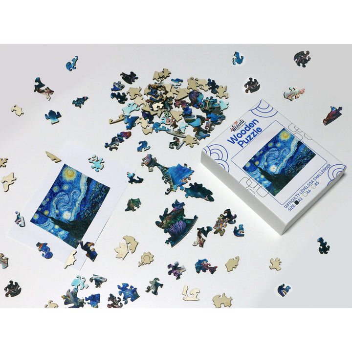 Starry Night after Van Gogh - Jigsaw Wooden Puzzle by Wizardi F07N9-1