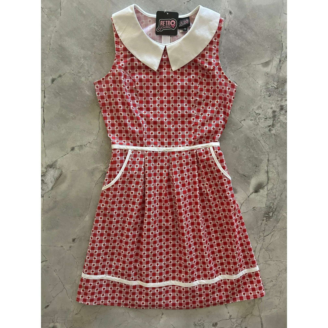 Strawberry Gingham Collared Dress