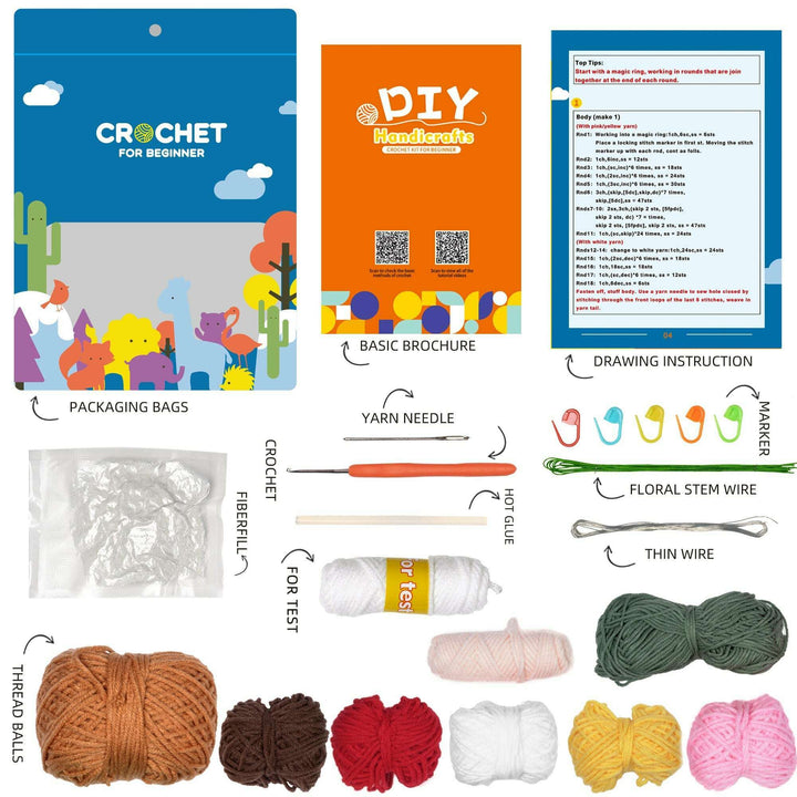 Strawberry. Potted Plant Amigurumi DIY Crochet Kit Wizardi F07N8-M32