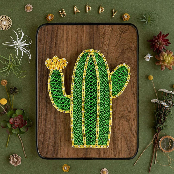 String Art DIY Kit - Cactus. Wizardi Craft Kit F07-M12-3-DH5012