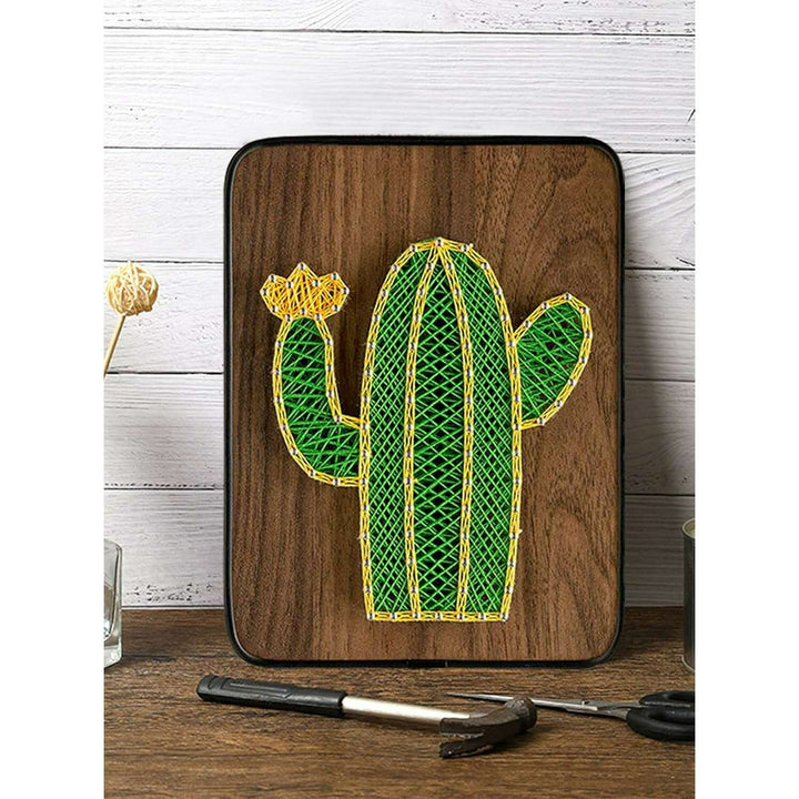 String Art DIY Kit - Cactus. Wizardi Craft Kit F07-M12-3-DH5012