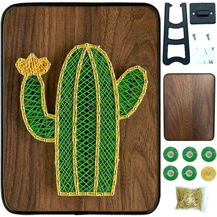 String Art DIY Kit - Cactus. Wizardi Craft Kit F07-M12-3-DH5012