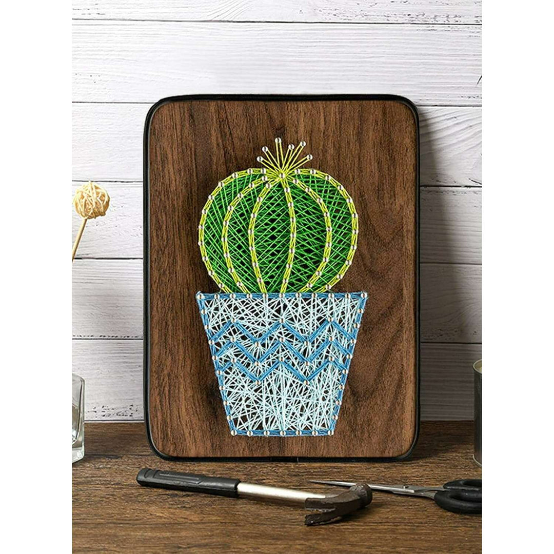 String Art DIY Kit - Potted Cactus. Wizardi Craft Kit F07-M12-3-DH9010