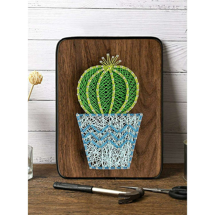 String Art DIY Kit - Potted Cactus. Wizardi Craft Kit F07-M12-3-DH9010